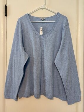 Talbots Women’s Plus Lightweight V-Neck Pullover Cotton Sweater 3X NWT